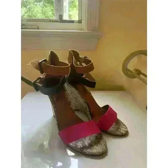 Worthington Vinny Wedge Heel Sandals Women’s Size 7.5M Multicolor Snakeskin - Picture 8 of 10